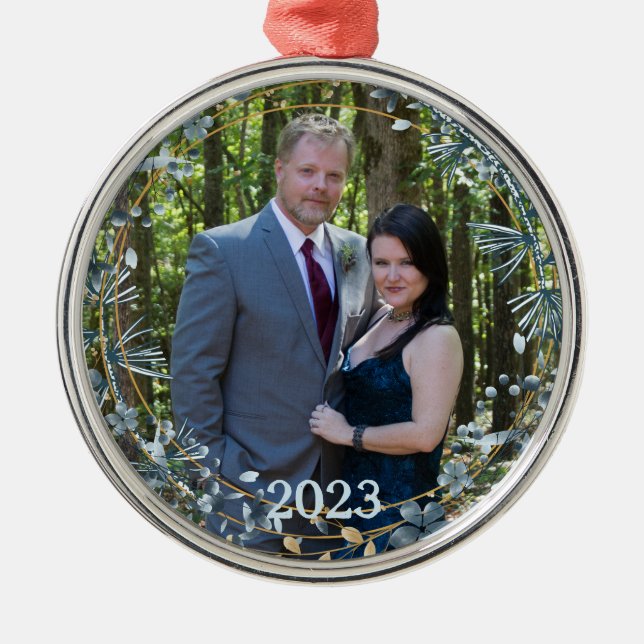 Fotoår för vinter-Träd och växter Julgransprydnad Metall (Framsidan)