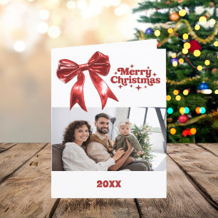 fotoår med röd god jul i granskningskort helgkort