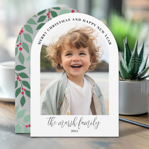 Fotoark - Skript Familj Namn - botanisk baksida Julkort