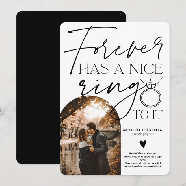 Fotoarmatur, svart, vit förlovning för Forever rin Meddelande (Fram/baksida)