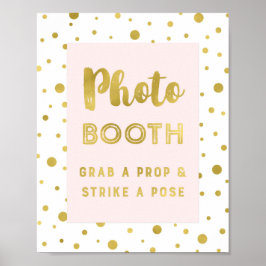 Fotoautomat Bröllopsskylt Blush Guld Konfetti Poster