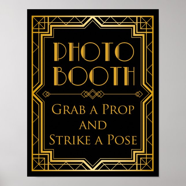 Fotoautomat Bröllopsskylt | Gatsby Art Deco Poster (Framsidan)