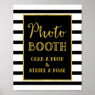 Fotoautomat Bröllopsskylt Guld Svarta Ränder Poster