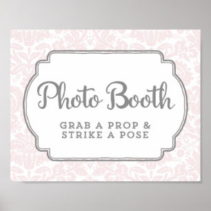Fotoautomat Bröllopsskylt Rosenskär Vintage Damask Poster
