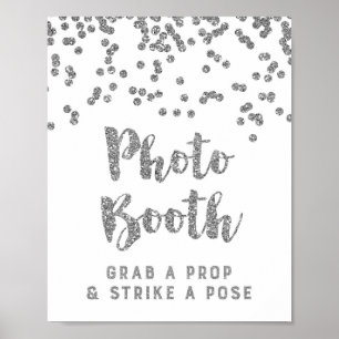 Fotoautomat Bröllopsskylt Silverkonfetti Poster