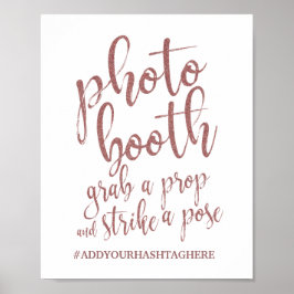 Fotoautomat Rosa Guld Glitter 8x10 Bröllopsskylt Poster