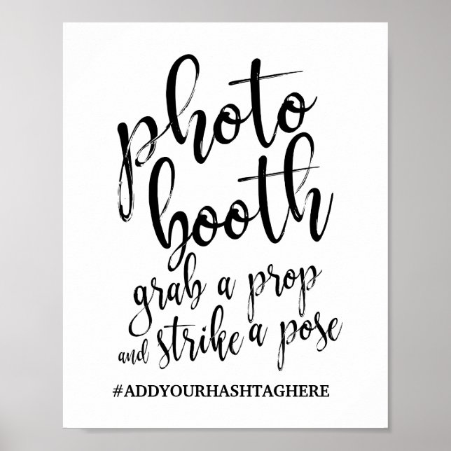 Fotoautomat Svart och Vitt 8x10 Bröllopsskylt Poster (Framsidan)