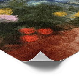 Fotoavtryck, blomsterstig akvarell poster
