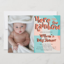 Fotobabydusch för färgat regnbåge med Abstrakt av  Inbjudningar