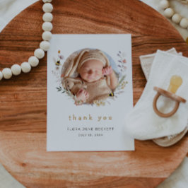 Fotobabyskor för Cute Wildblomma och bin Tack Kort