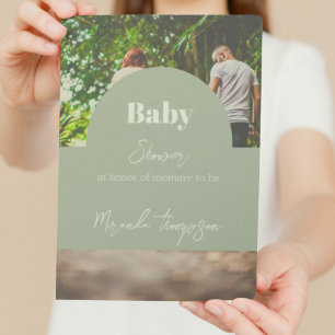 Fotobabyskor för modern Grey Tropical Family Inbjudningar