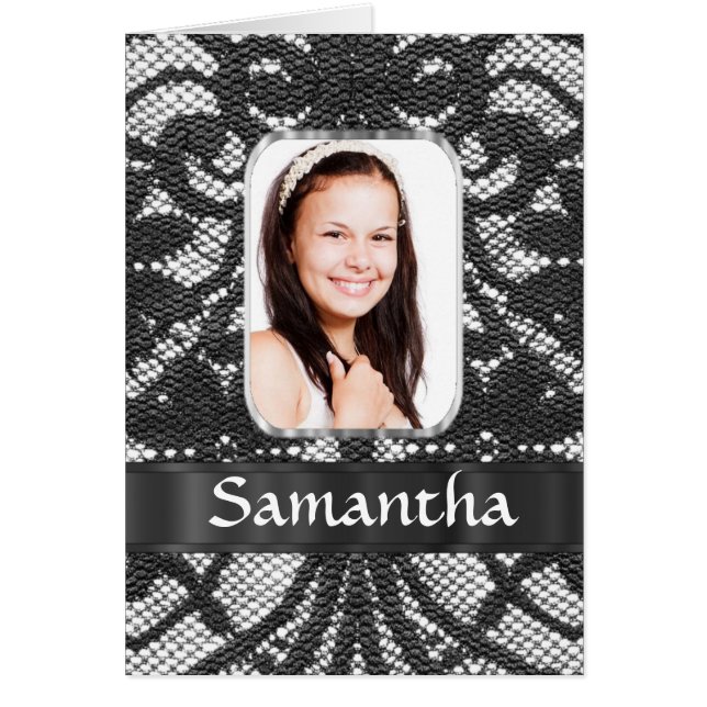 Fotobakgrund i Black snöre Hälsningskort (Framsidan)