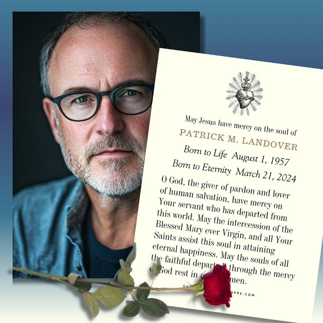 Fotobegravningskort för katolska bönor visitkort (Skapare uppladdad)