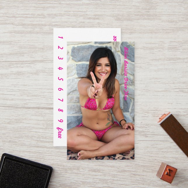 Fotobikini-kaffekortet för drivrutiner - Thru-förm Lojalitetskort (Fram/Back In Situ)