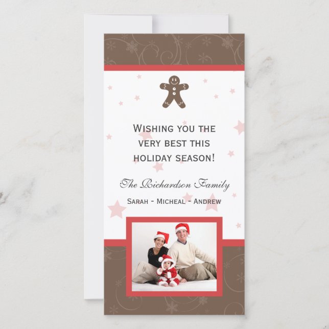 Fotobil för familjen Gingertea Cookie Glad helg Julkort (Framsida)
