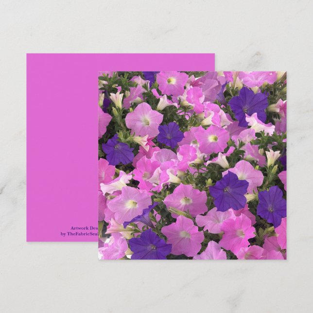 Fotobild av Rosa och Lila blommor på morgonglaset Kort (Fram/baksida)