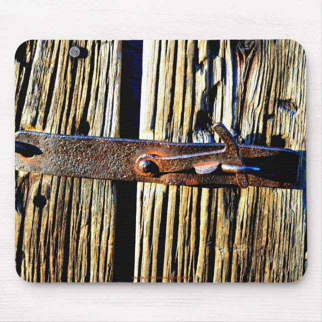 Fotobild för antique Rustic Wood & Järn Metall Lat Musmatta (Framsidan)