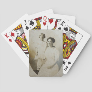 Fotobild för RPPC BW-format för mamma och dottermä Casinokort