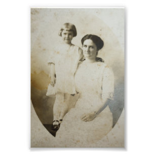 Fotobild för RPPC BW-format för mamma och dottermä Fototryck