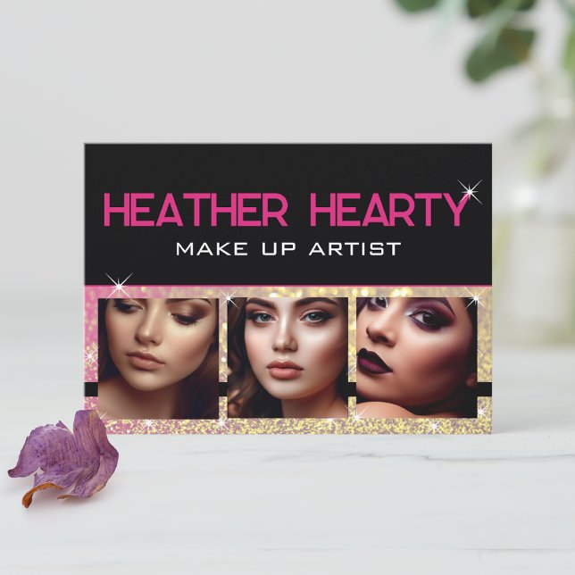 Fotobildsmall Luxury Ro Guld Glitter Glam Visitkort (Skapare uppladdad)