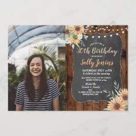 FotoBirthday Party Rustic Solrosblomma Blommigt Wo Inbjudningar