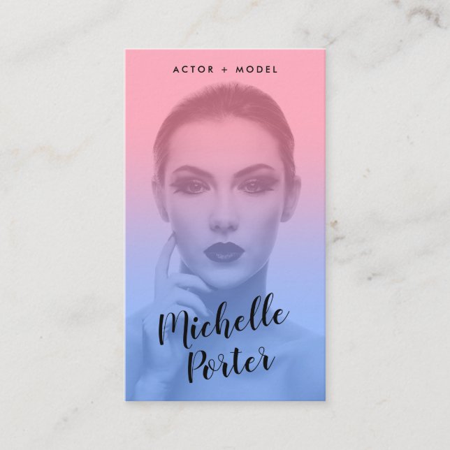 Fotoblå gradient för Actor-modeller Visitkort (Framsida)