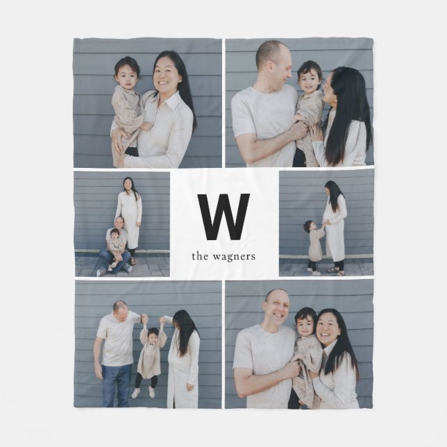 Fotoblanket för fetstilt monogramredigerbar Anpass Fleecefilt (Framsidan)