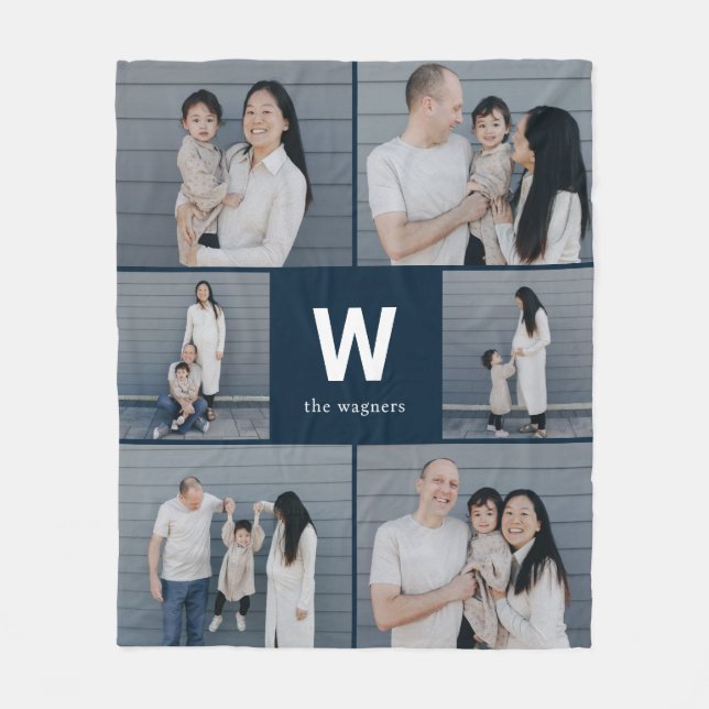 Fotoblanket för fetstilt monogramredigerbar Anpass Fleecefilt (Framsidan)