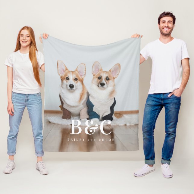 Fotoblanket för matrispett Monogram Namn Ull Fleecefilt (På plats)