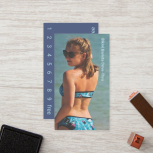 Fotoblått bikini-kaffeenhetskort - Thru-förmåns Lojalitetskort