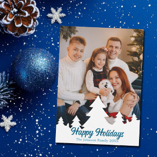 Fotoblått för familjen glad helg Julgranar Julkort