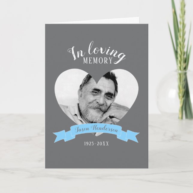 Fotoblått menyfliksprogram för Memorial-tjänst Program (Framsida)