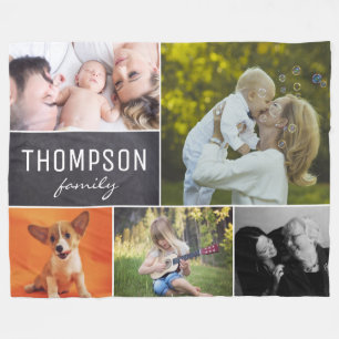 Fotoblockstödraster för familjesammanfoto fleecefilt