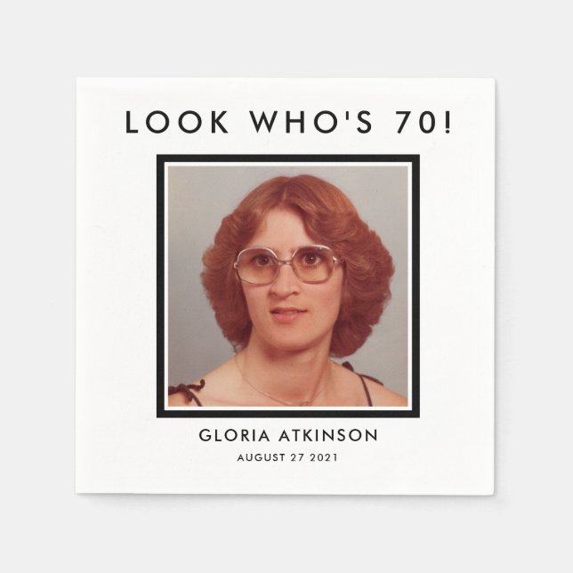 Fotoblöjor för 70-årsdagars anpassningsbar pappersservett (Framsidan)