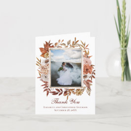 Fotoblomma HöstBlommigt Rosa White Brown Bröllop Tack Kort