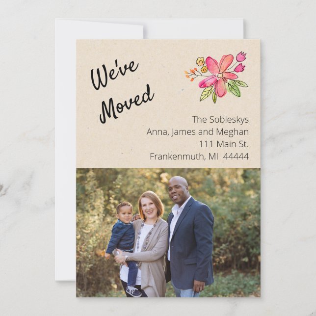 FotoBlommigt som vi har Flyttat Inbjudningar (Framsida)