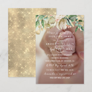 Fotoblommor Brunch Spark Guld Inbjudningar