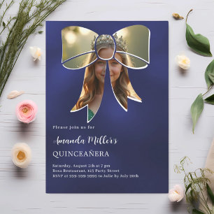 Fotobocksblått Quinceanera Inbjudningar