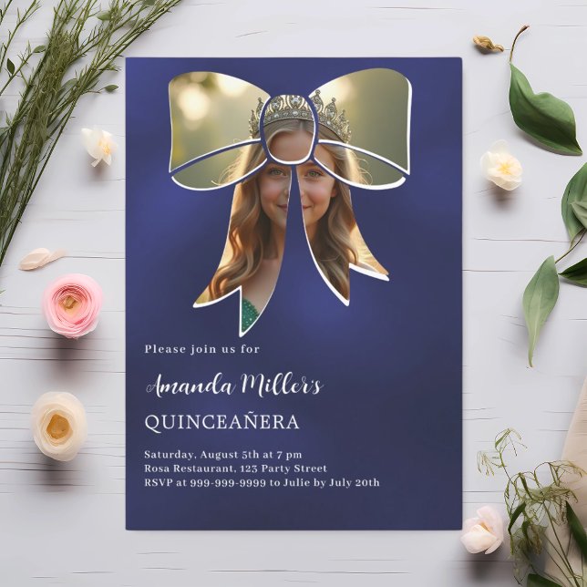 Fotobocksblått Quinceanera Inbjudningar (Skapare uppladdad)