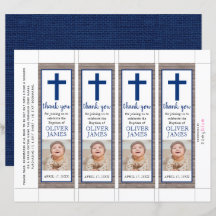 Fotobokmärke för Rustic Navy Blue Boy Baptism