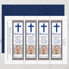 Fotobokmärke för Rustic Navy Blue Boy Baptism
