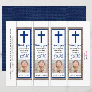 Fotobokmärke för Rustic Navy Blue Boy Baptism