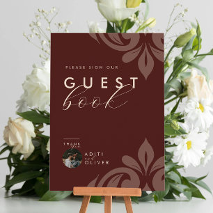 Fotobokstecken för Mahogany Red Elegant Damask