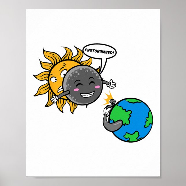 Fotobomb! Adsible Cute Total Solar Eclipse 2024 Poster (Framsidan)