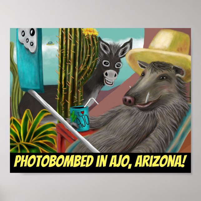 Fotobombat i Ajo Arizona, Arizona Postcard Poster (Framsidan)