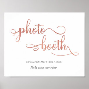 "Fotobooth" Ro Guld Vita Trendiget Bröllop Poster