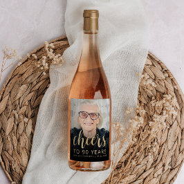 Fotoborer för 90:e Födelsedagsfest Vinflaska Etikett