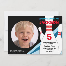 Fotobowling i party blå gult inbjudningar