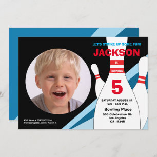 Fotobowling i party blå gult inbjudningar