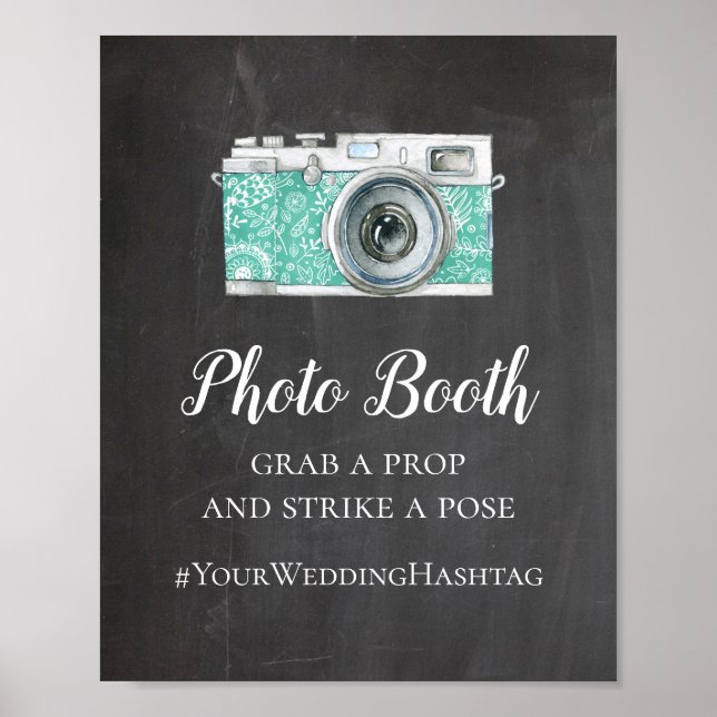 Fotobox kritskriftsbröllop. Modern hashtag Poster (Framsidan)